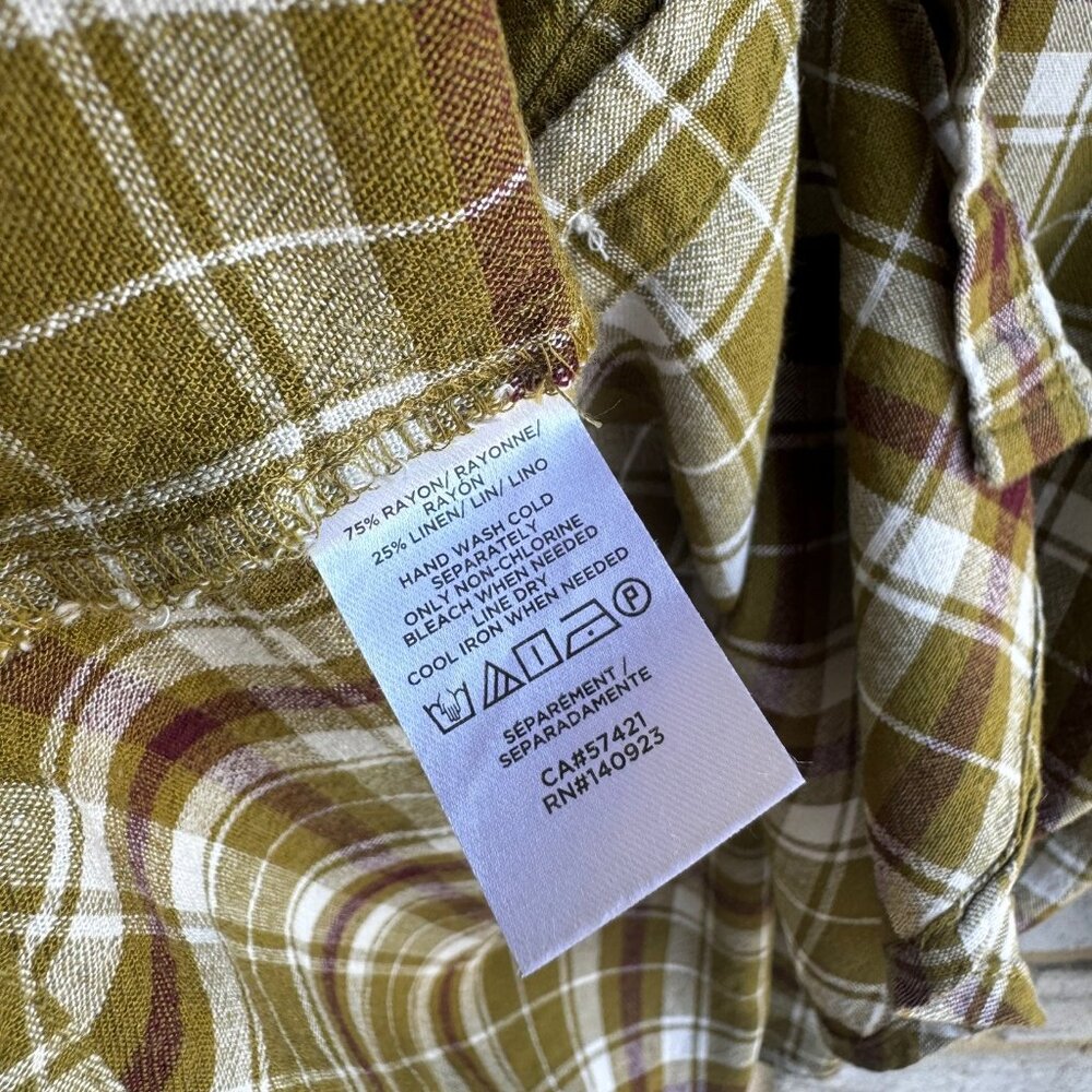 LOFT Womens Plaid Ruffle Check Button Up Shirt, Size XS. - Picture 4 of 8